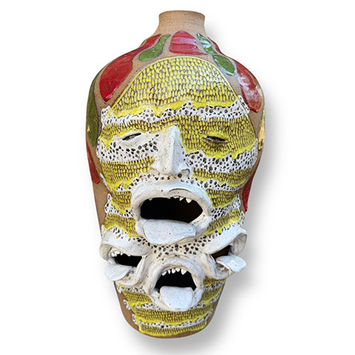 Feliciano Abaurre 18" Electric Fired Color Glaze Multiple Face Jug DP6042